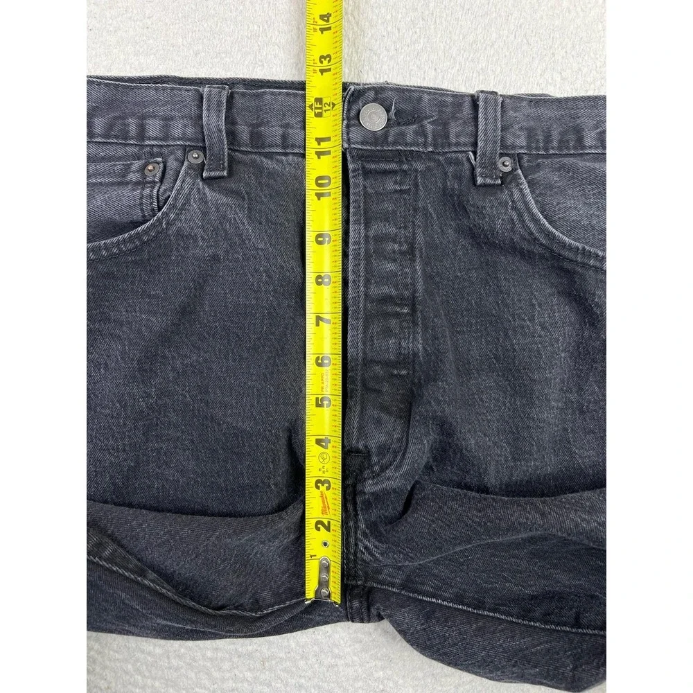 Levis 501 Jeans Mens 38x32‎ Black Regular Straight Stretch Denim Button Fly